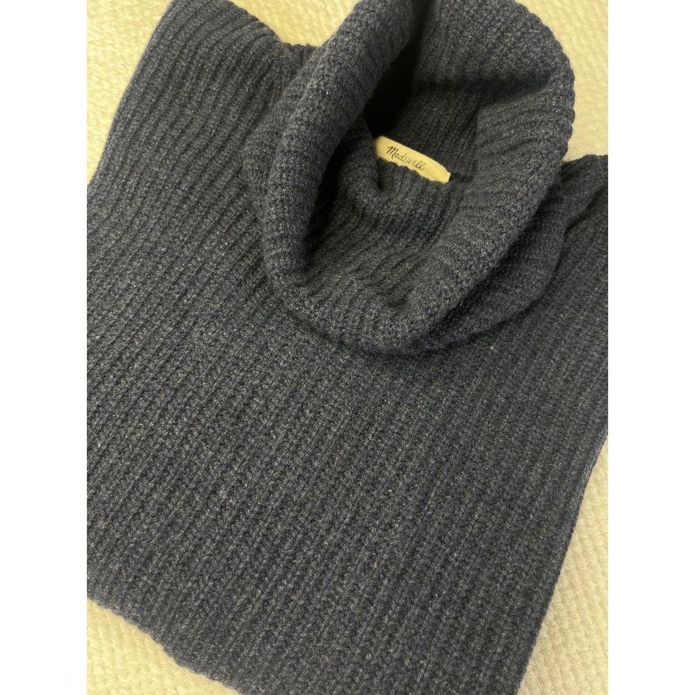 Madewell Turtleneck Sweater Navy Blue Ribbed Recycled Cashmere Wool Blend Women‎
